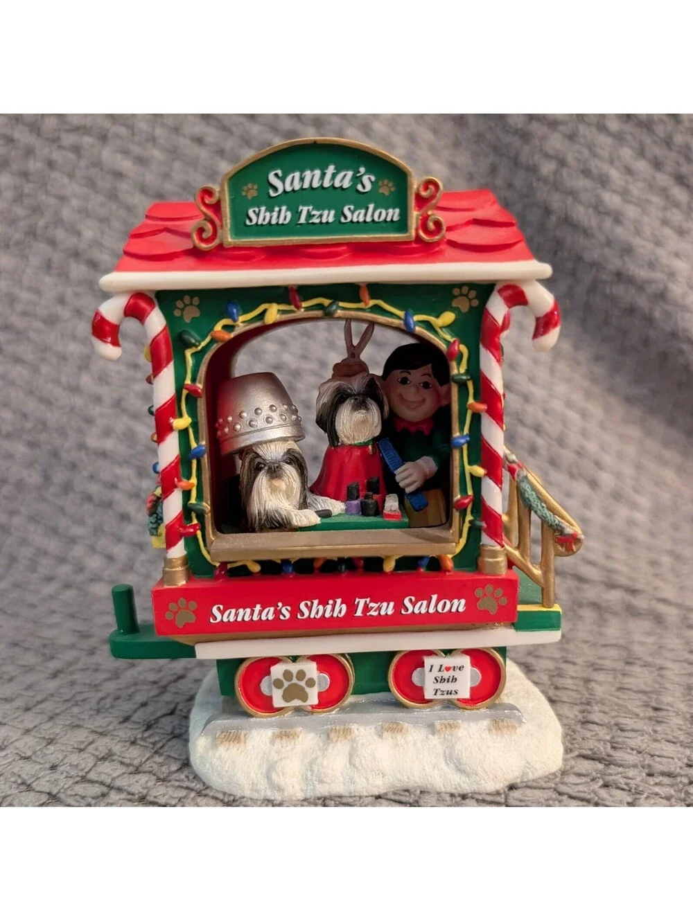 Danbury Mint Shih Tzu Christmas Express 7Piece Holiday Train Set Dog Collectible